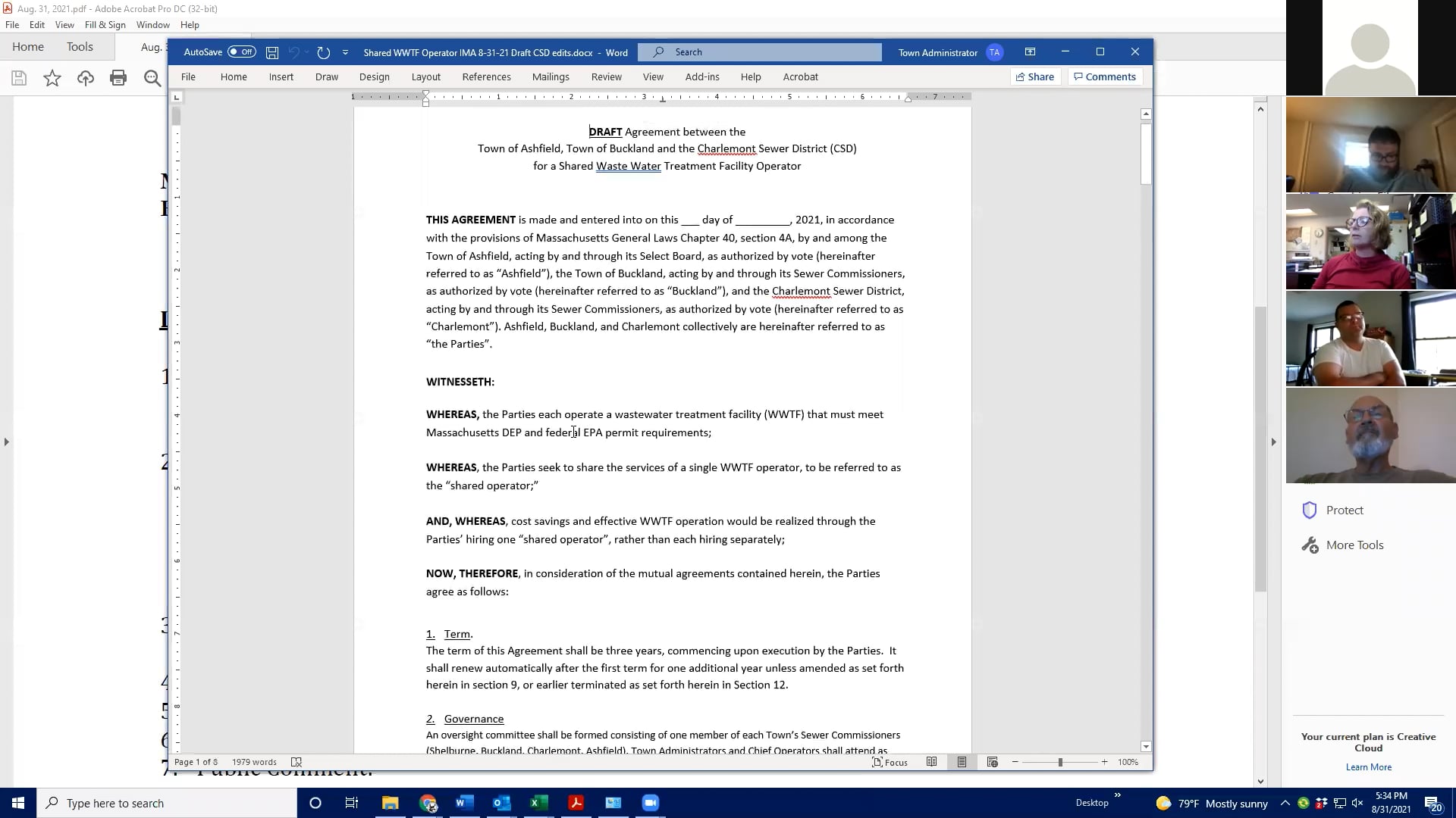 Buckland Select Board and Sewer Commission Meetings – Aug. 31, 2021