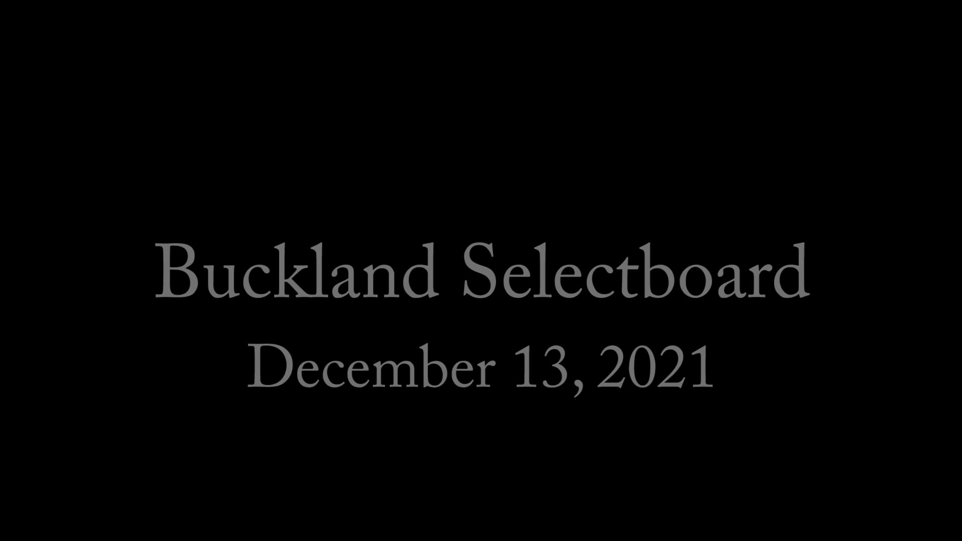 Buckland Select Board – 12/14