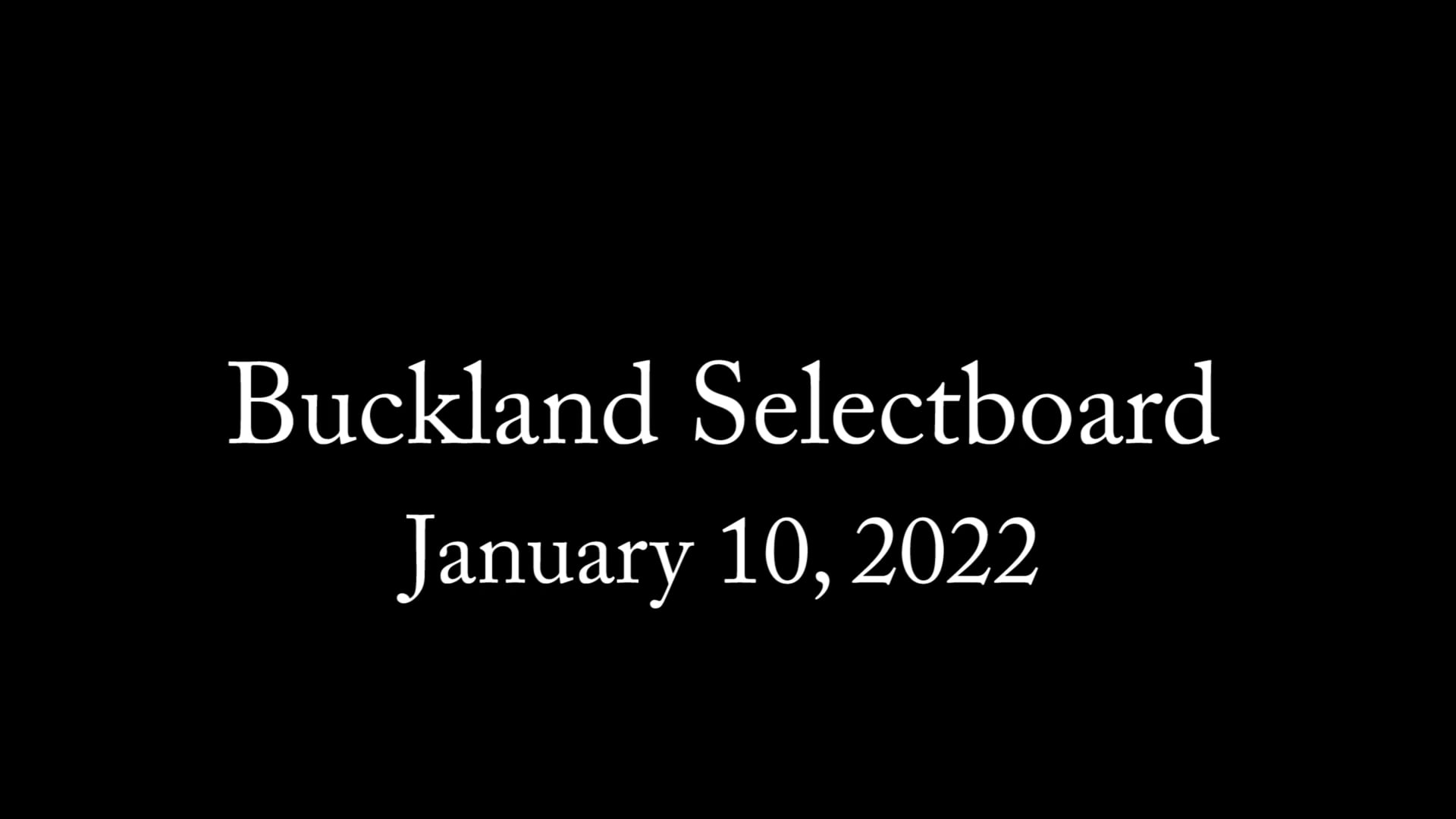 Buckland Select Board – 01/10/23