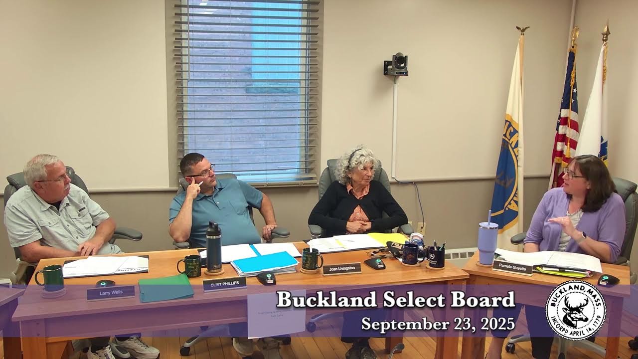 Buckland Select Board, Sep. 23, 2025